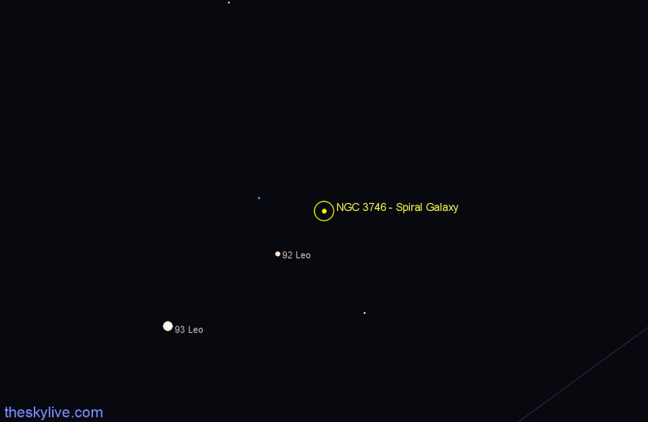 Finder chart NGC 3746 - Spiral Galaxy in Leo star