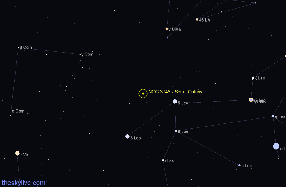 Finder chart NGC 3746 - Spiral Galaxy in Leo star