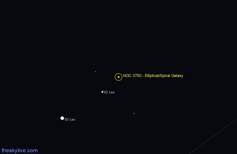 Finder chart NGC 3750 - Elliptical/Spiral Galaxy in Leo star