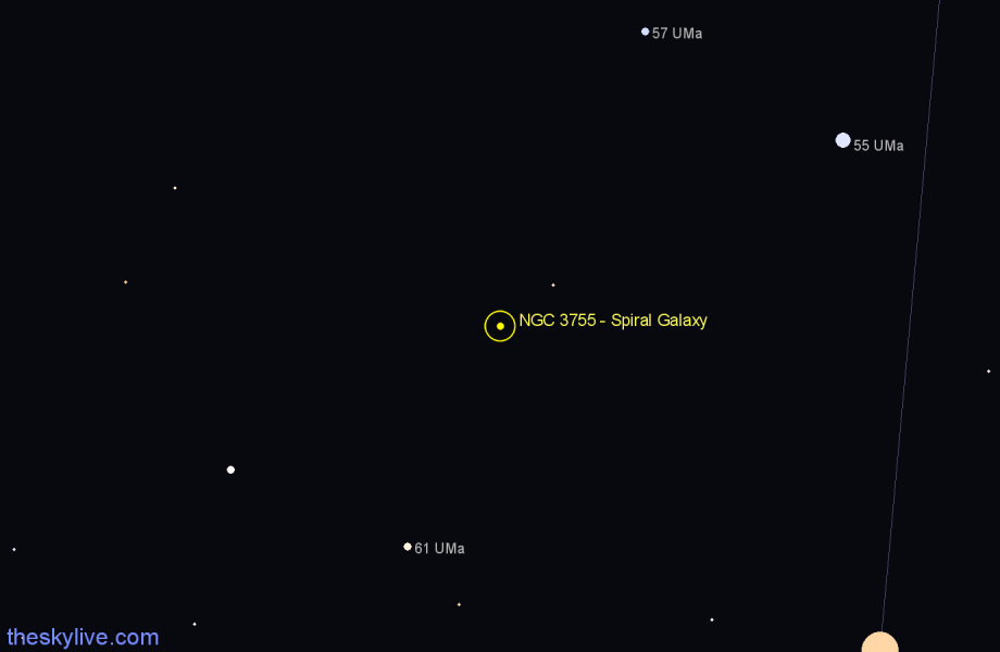 Finder chart NGC 3755 - Spiral Galaxy in Ursa Major star