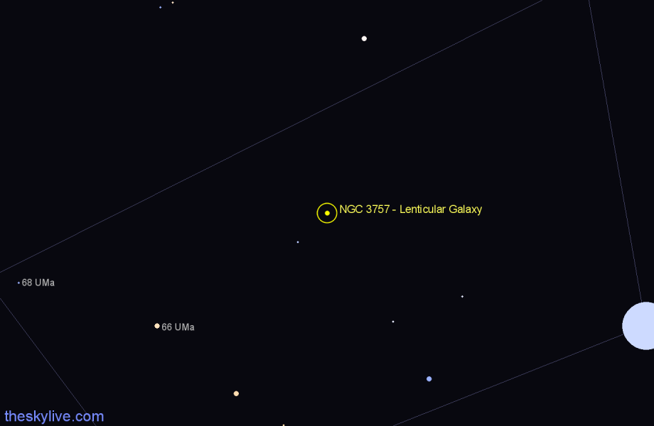 Finder chart NGC 3757 - Lenticular Galaxy in Ursa Major star