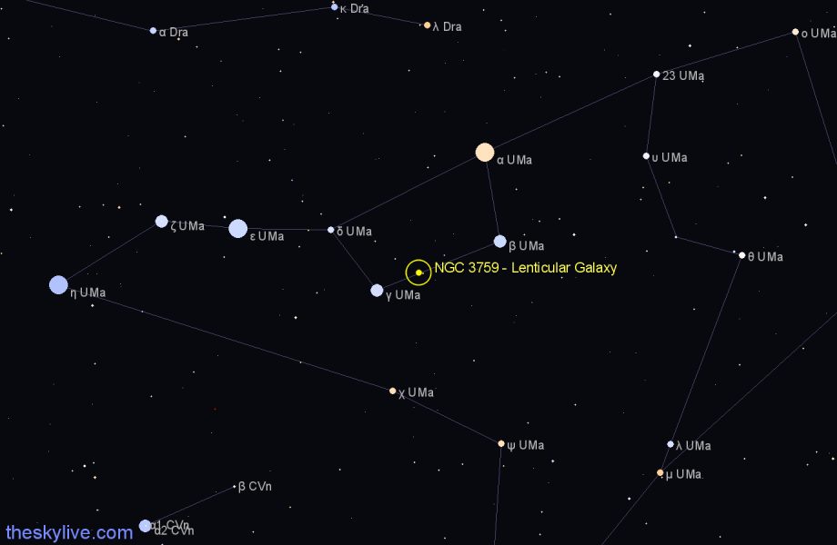Finder chart NGC 3759 - Lenticular Galaxy in Ursa Major star