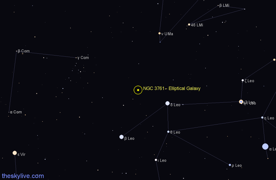 Finder chart NGC 3761 - Elliptical Galaxy in Leo star