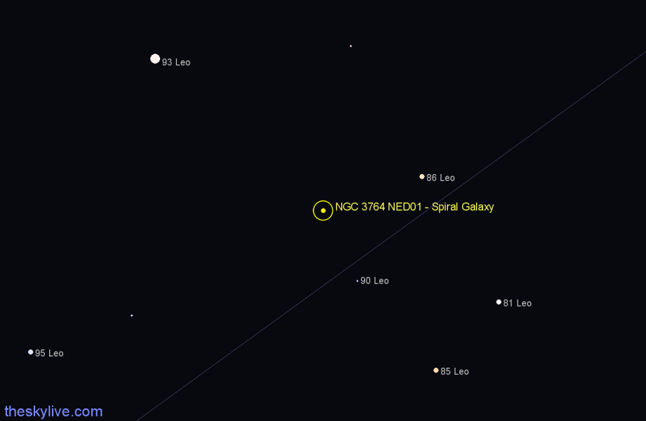 Finder chart NGC 3764 NED01 - Spiral Galaxy in Leo star
