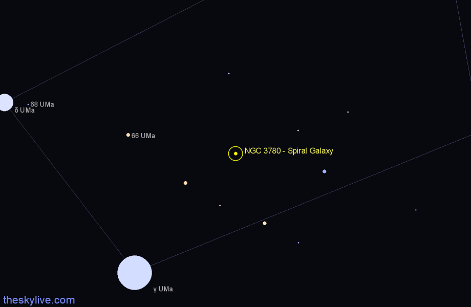 Finder chart NGC 3780 - Spiral Galaxy in Ursa Major star
