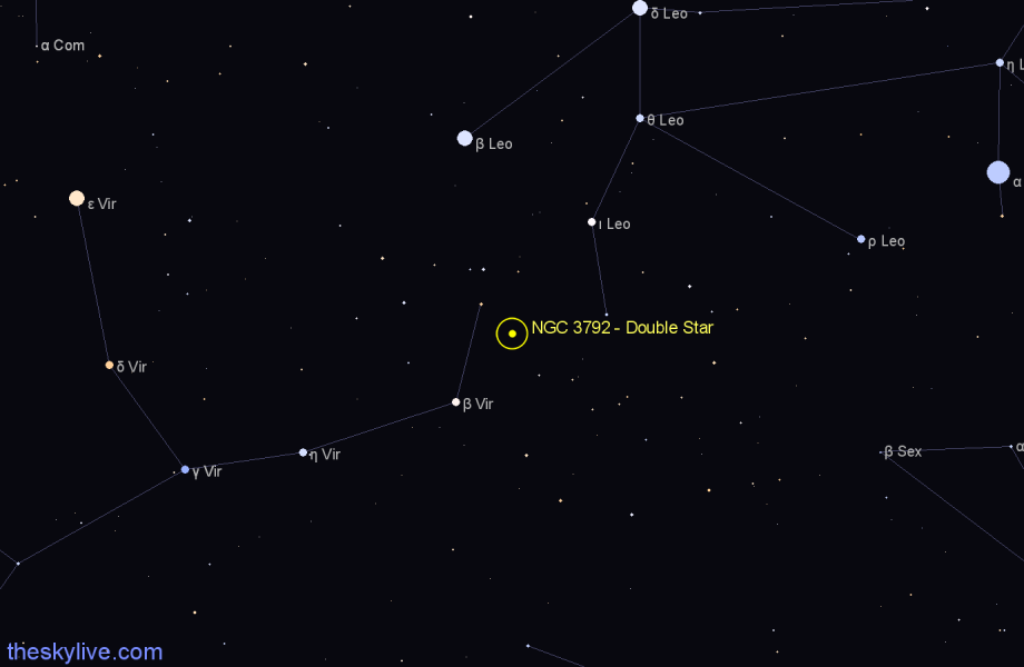 Finder chart NGC 3792 - Double Star in Virgo star