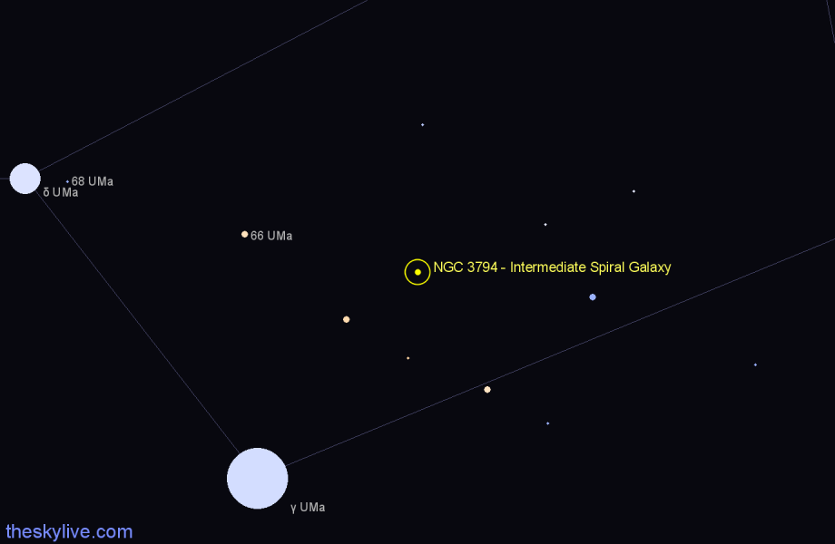 Finder chart NGC 3794 - Intermediate Spiral Galaxy in Ursa Major star