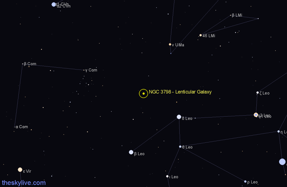 Finder chart NGC 3798 - Lenticular Galaxy in Leo star