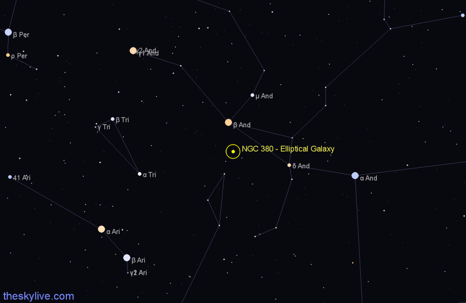 Finder chart NGC 380 - Elliptical Galaxy in Pisces star
