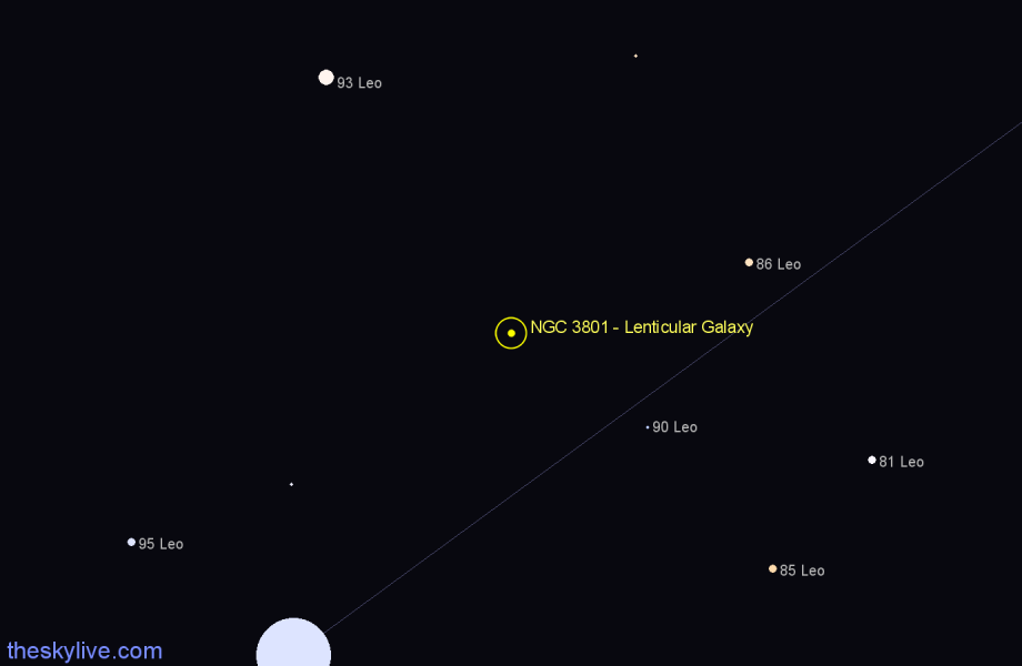 Finder chart NGC 3801 - Lenticular Galaxy in Leo star