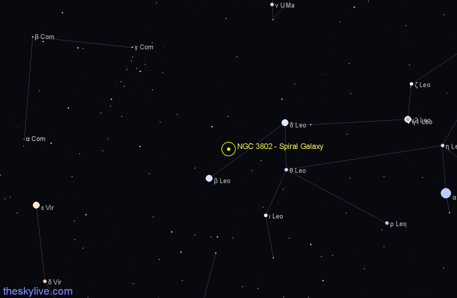Finder chart NGC 3802 - Spiral Galaxy in Leo star