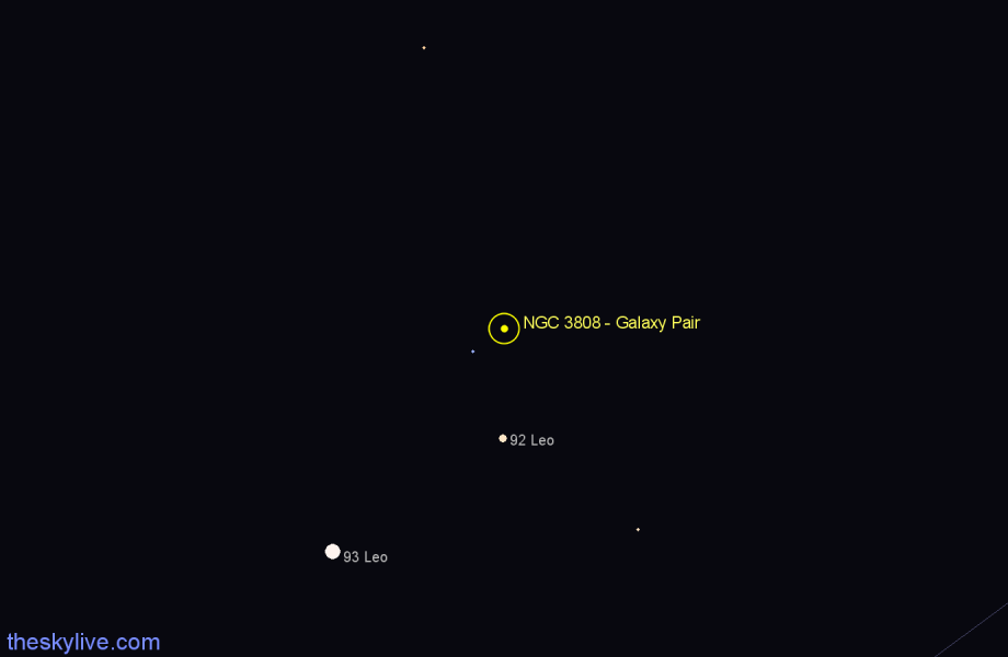Finder chart NGC 3808 - Galaxy Pair in Leo star