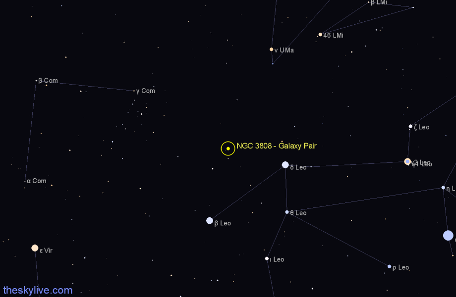 Finder chart NGC 3808 - Galaxy Pair in Leo star
