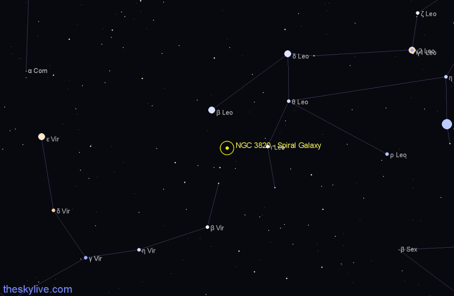 Finder chart NGC 3820 - Spiral Galaxy in Virgo star
