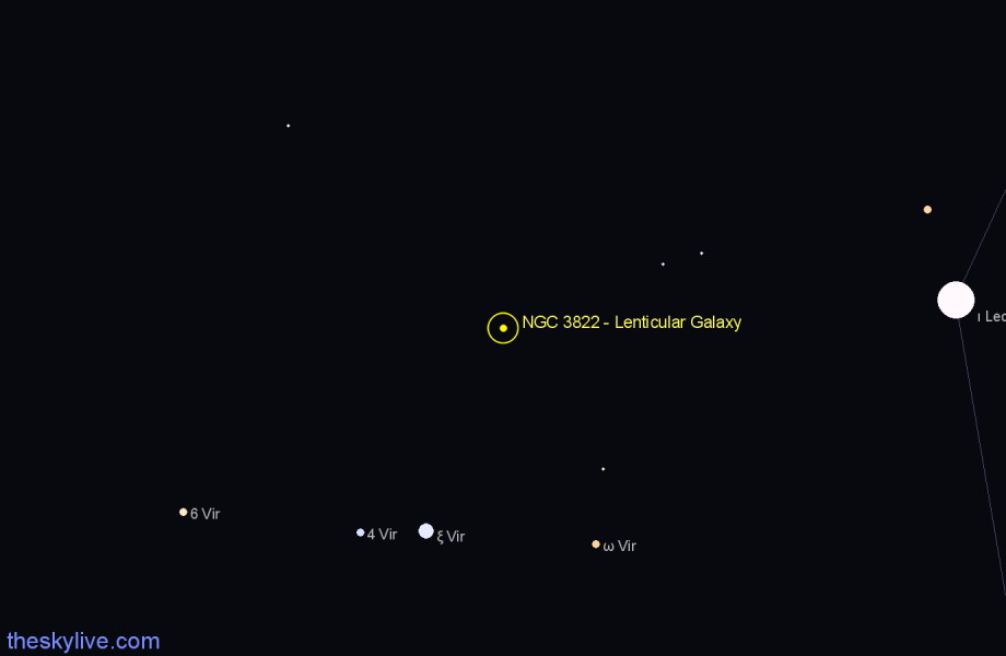 Finder chart NGC 3822 - Lenticular Galaxy in Virgo star