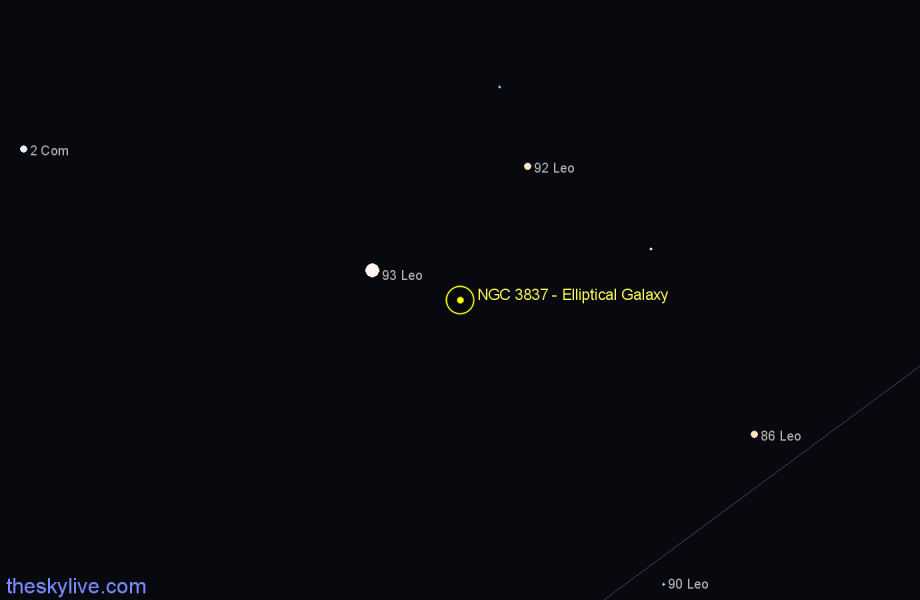 Finder chart NGC 3837 - Elliptical Galaxy in Leo star