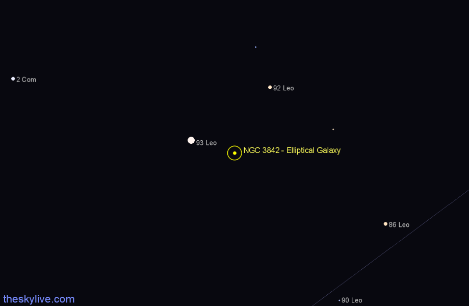 Finder chart NGC 3842 - Elliptical Galaxy in Leo star