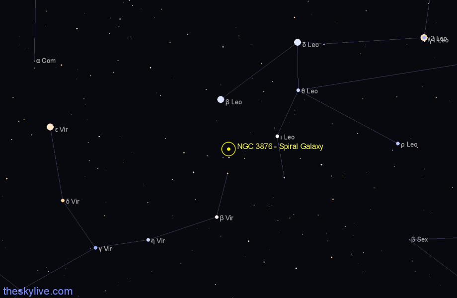 Finder chart NGC 3876 - Spiral Galaxy in Virgo star