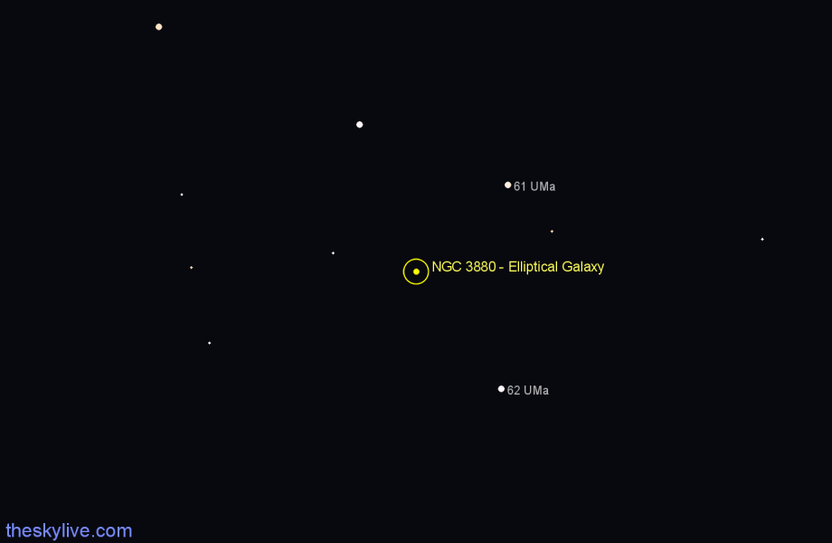 Finder chart NGC 3880 - Elliptical Galaxy in Ursa Major star