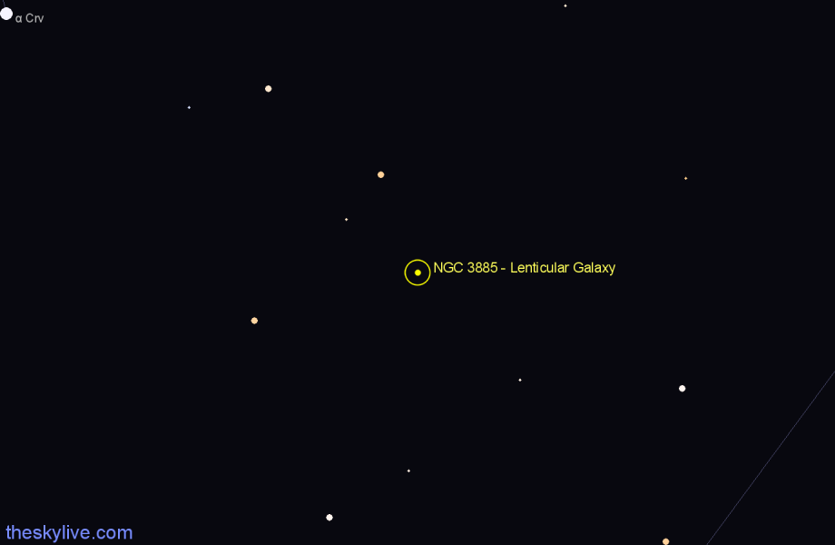 Finder chart NGC 3885 - Lenticular Galaxy in Hydra star