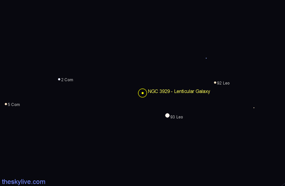 Finder chart NGC 3929 - Lenticular Galaxy in Leo star
