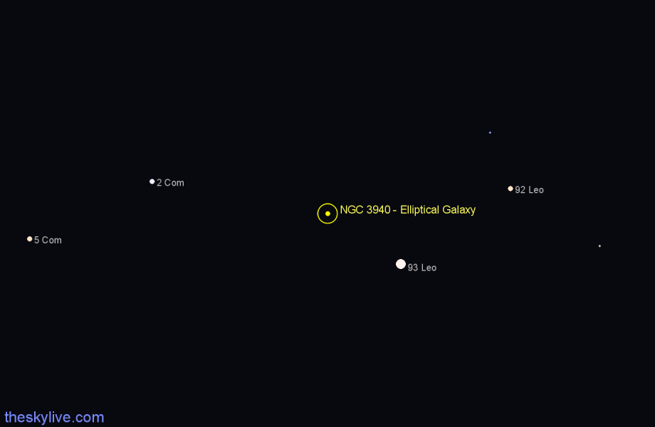 Finder chart NGC 3940 - Elliptical Galaxy in Leo star