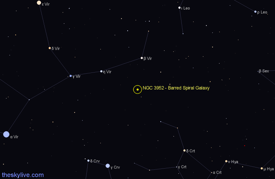 Finder chart NGC 3952 - Barred Spiral Galaxy in Virgo star