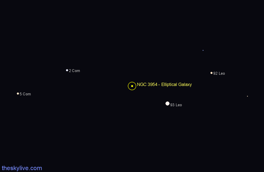 Finder chart NGC 3954 - Elliptical Galaxy in Leo star