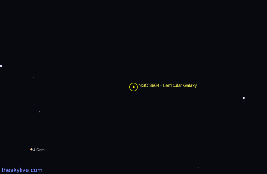 Finder chart NGC 3964 - Lenticular Galaxy in Leo star