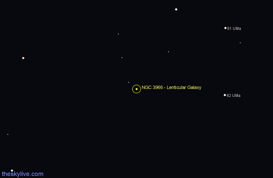 Finder chart NGC 3966 - Lenticular Galaxy in Ursa Major star