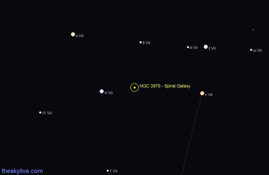 Finder chart NGC 3976 - Spiral Galaxy in Virgo star
