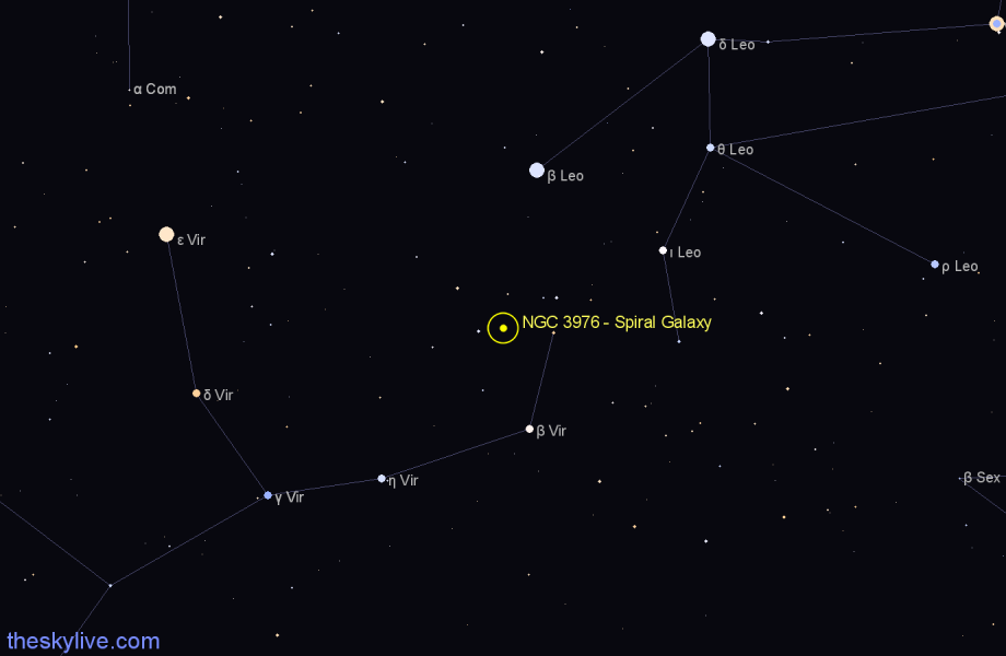 Finder chart NGC 3976 - Spiral Galaxy in Virgo star