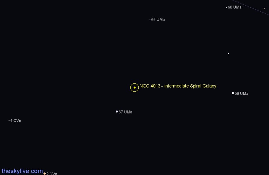 Finder chart NGC 4013 - Intermediate Spiral Galaxy in Ursa Major star