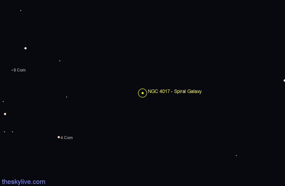 Finder chart NGC 4017 - Spiral Galaxy in Coma Berenices star