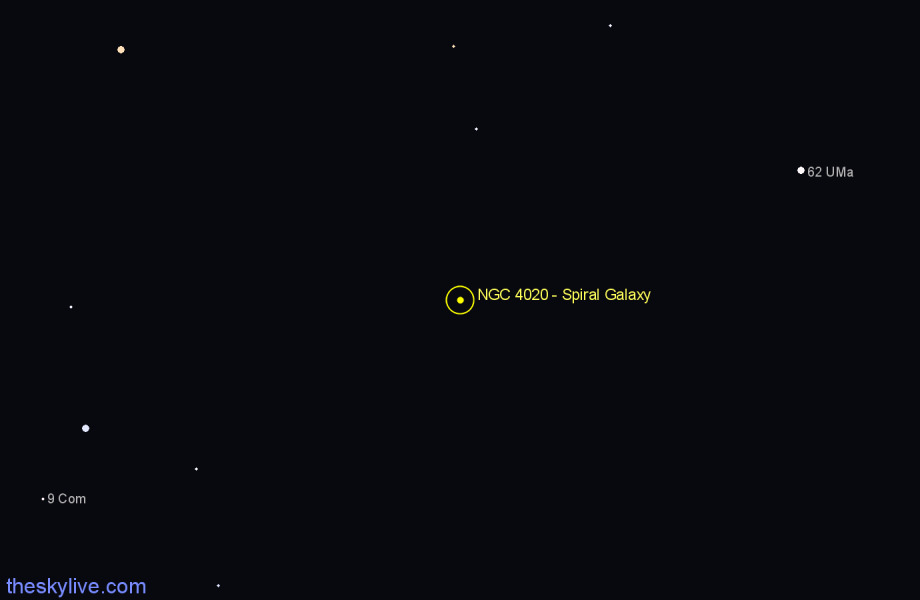 Finder chart NGC 4020 - Spiral Galaxy in Ursa Major star