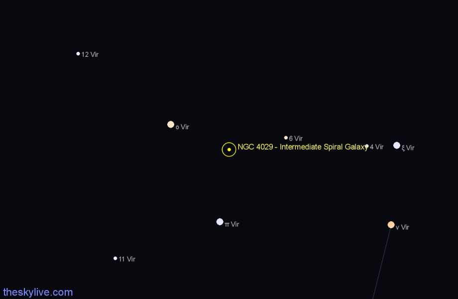 Finder chart NGC 4029 - Intermediate Spiral Galaxy in Virgo star
