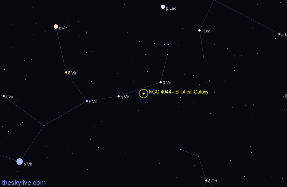 Finder chart NGC 4044 - Elliptical Galaxy in Virgo star