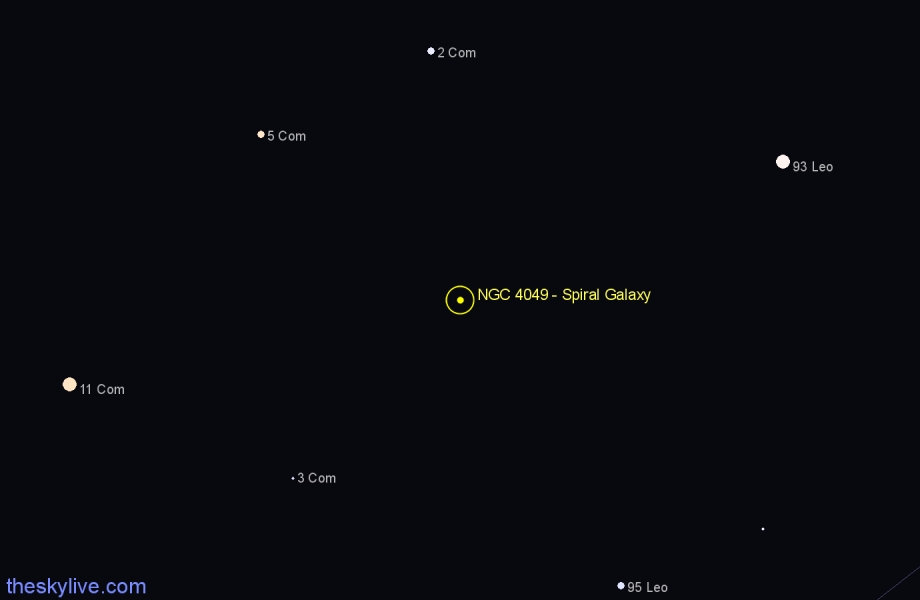 Finder chart NGC 4049 - Spiral Galaxy in Coma Berenices star