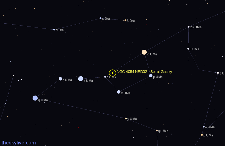Finder chart NGC 4054 NED02 - Spiral Galaxy in Ursa Major star