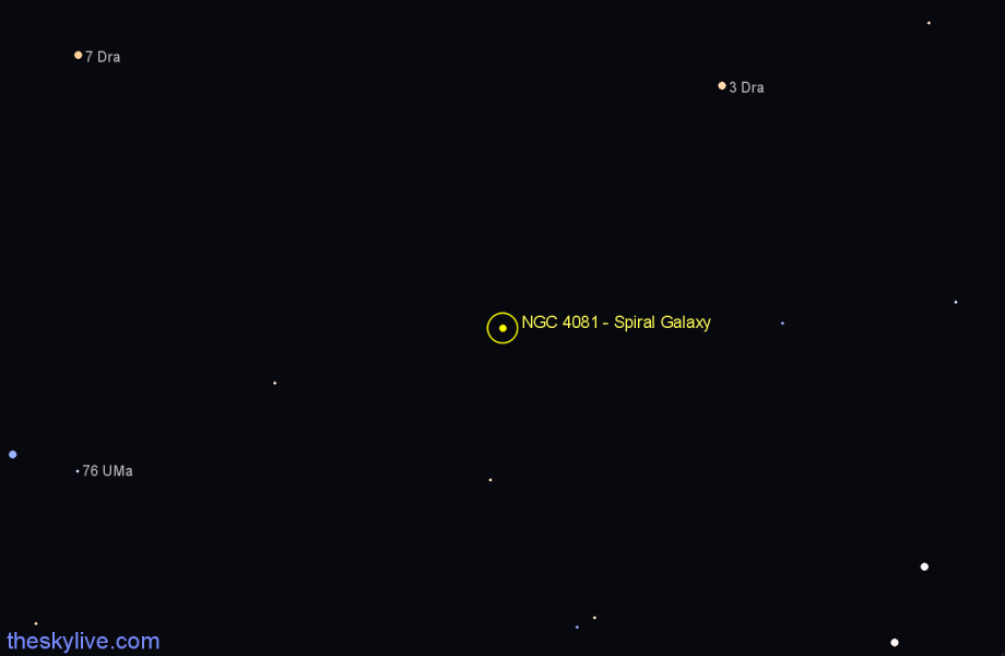 Finder chart NGC 4081 - Spiral Galaxy in Ursa Major star