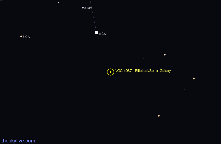Finder chart NGC 4087 - Elliptical/Spiral Galaxy in Hydra star