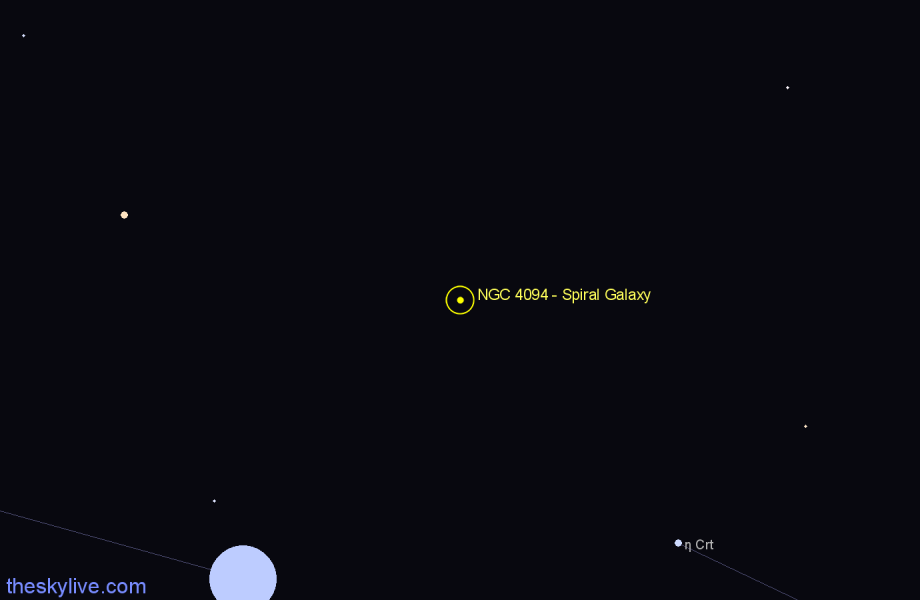 Finder chart NGC 4094 - Spiral Galaxy in Corvus star