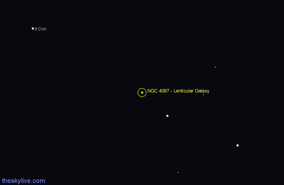 Finder chart NGC 4097 - Lenticular Galaxy in Canes Venatici star