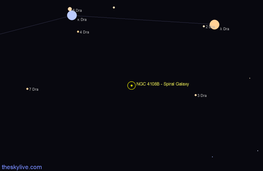 Finder chart NGC 4108B - Spiral Galaxy in Draco star