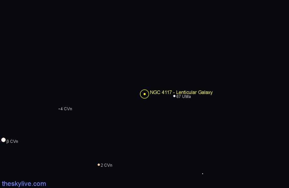 Finder chart NGC 4117 - Lenticular Galaxy in Canes Venatici star