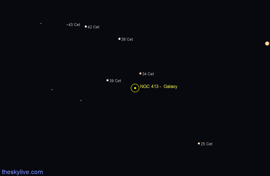 Finder chart NGC 413 -  Galaxy in Cetus star