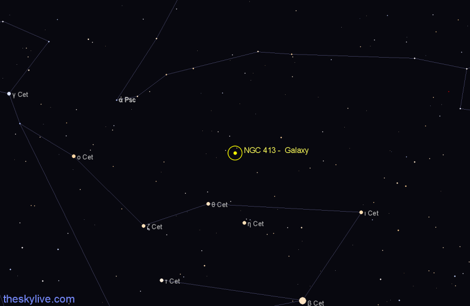 Finder chart NGC 413 -  Galaxy in Cetus star