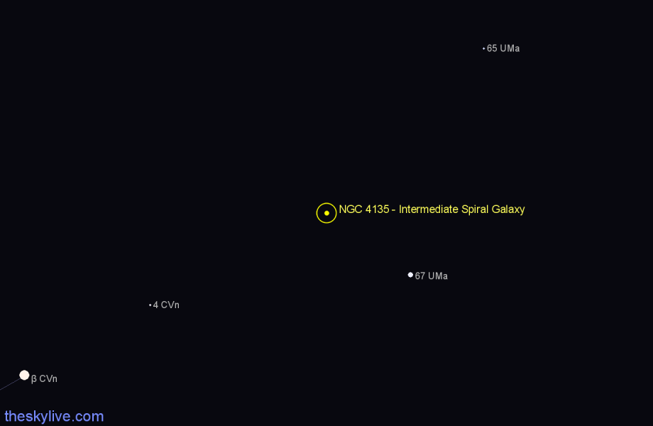 Finder chart NGC 4135 - Intermediate Spiral Galaxy in Canes Venatici star