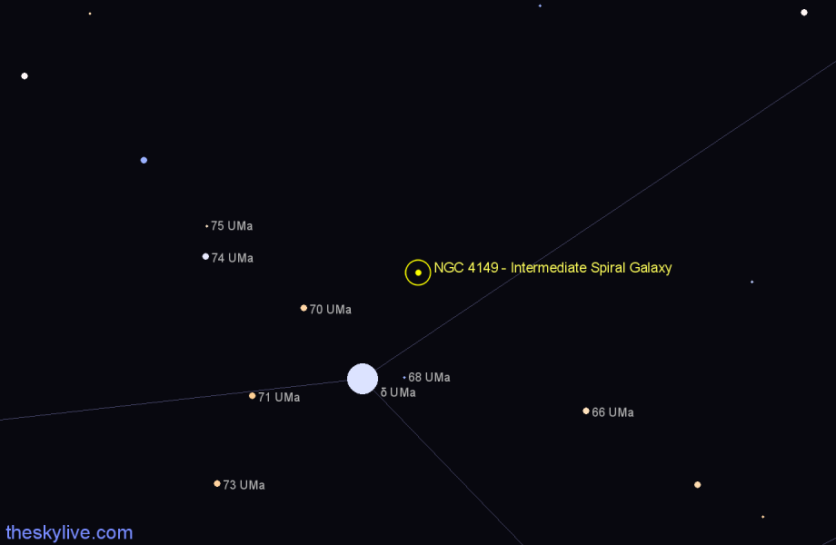 Finder chart NGC 4149 - Intermediate Spiral Galaxy in Ursa Major star