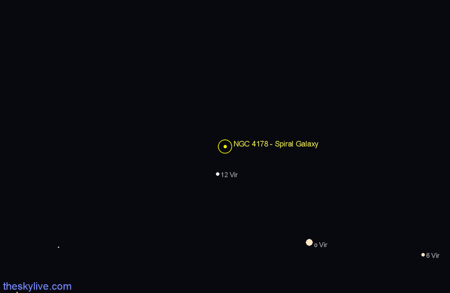 Finder chart NGC 4178 - Spiral Galaxy in Virgo star